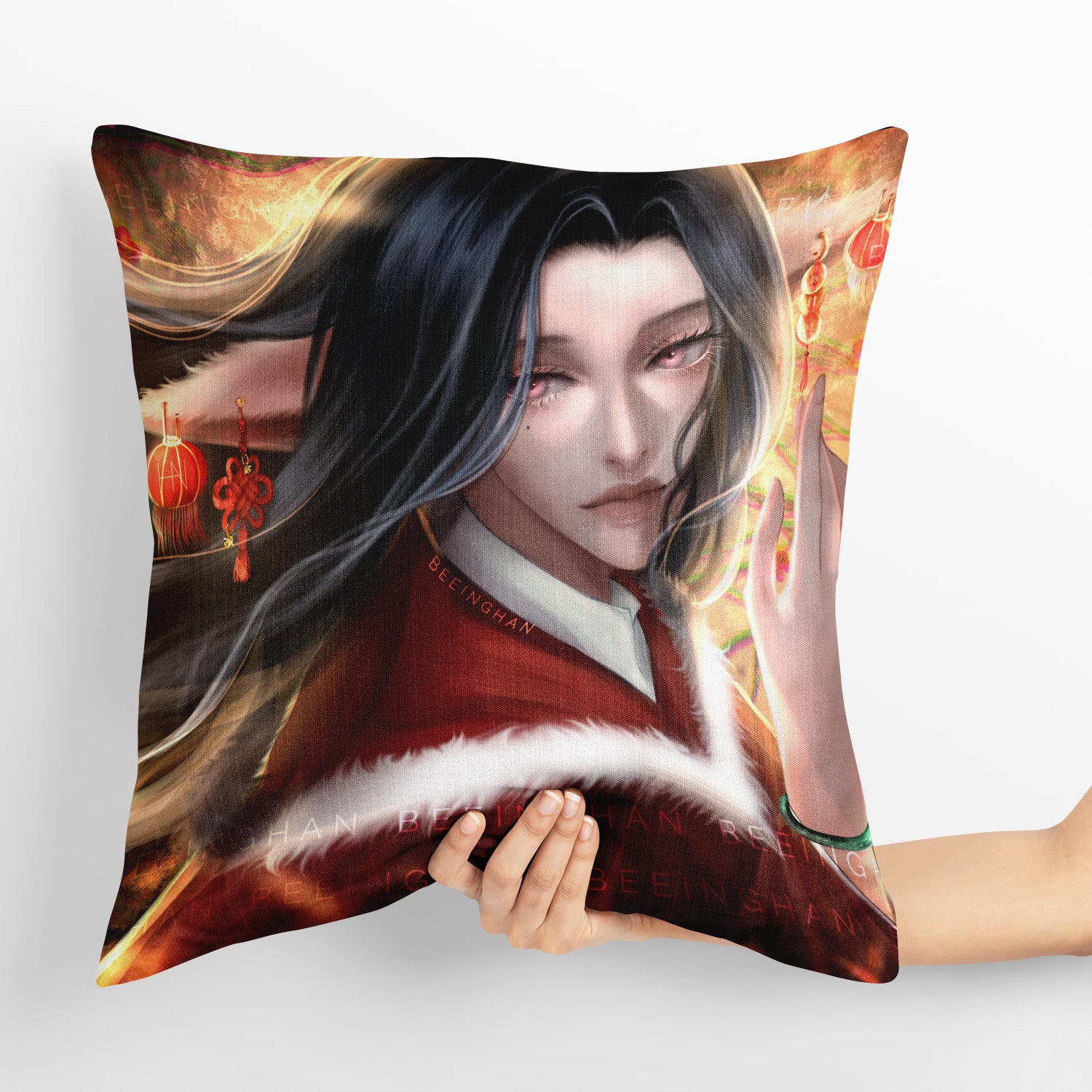 Flow of Vermillion - Beta Studio x beeinghan Throw Pillow Cover